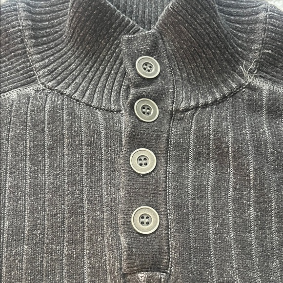 Carbon Black Turtleneck Sweater with Button Detail - Picture 3 of 4